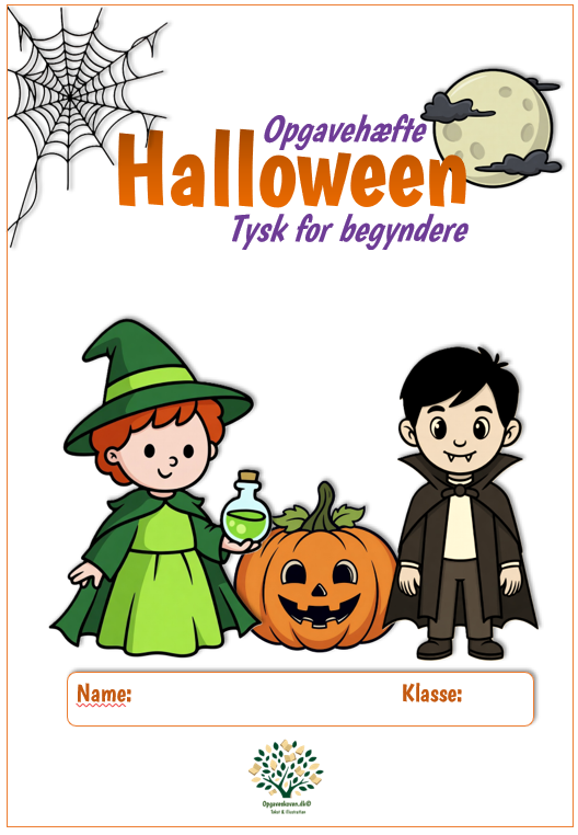 Tysk Opgavehæfte for begyndere om 'Halloween' fra Opgaveskoven.dk